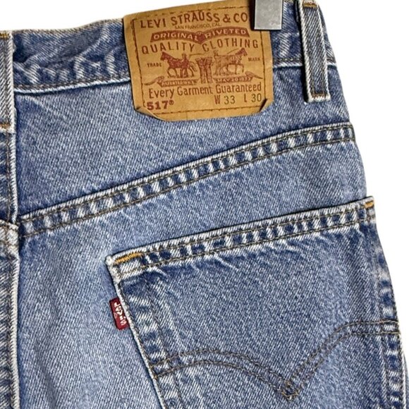 Vtg Levi’s 517 Bootcut 33x30 31x29 90s Made In USA Feathering And Fade‎ - Picture 8 of 12